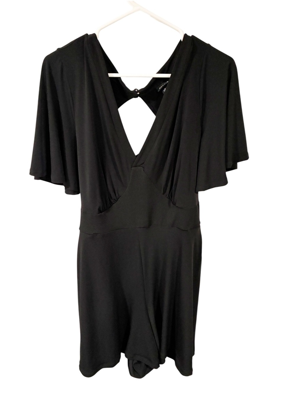 Torrid Plus Size Deep V Black Flutter Sleeve Shorts Romper Jumpsuit Size 2X